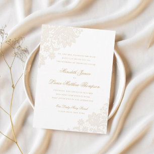 Invitación Con Relieve Metalizado Boda de guiones de oro y negro de encaje de Reliev