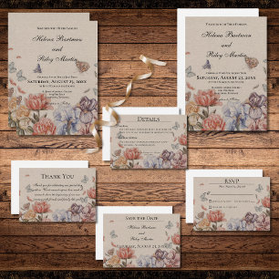 Tarjeta De Recepción Detalles de la Boda Vintage en el Jardín de la Mar