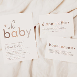 Tarjeta De Recepción Neutral Modern Oh Baby Gender Neutral Book Request