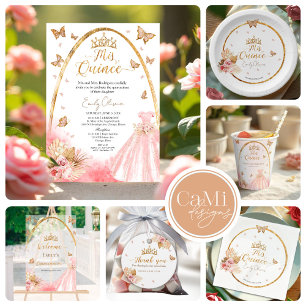 Póster Signo de bienvenida Quinceanera   Floral Rubor Pin