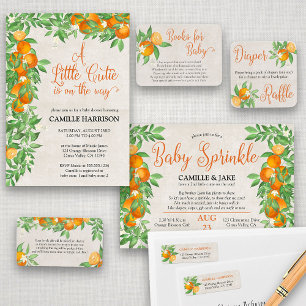 Invitación Citrus Naranja Little Cutie Neutral Baby Shower