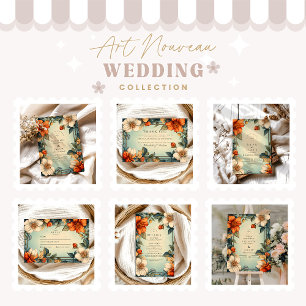 Tarjeta De Agradecimiento Fancy Floral Boda Art Nouveau