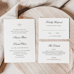 Tarjeta De Confirmación De Asistencia Amira White Elegant Wedding