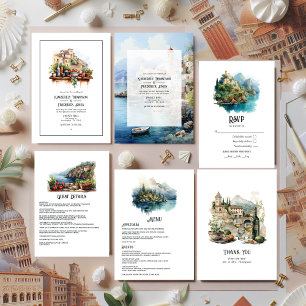 Tarjeta De Agradecimiento Boda de destino italiana de color de agua
