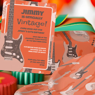 Papel De Regalo Naranja de patrones de guitarra retro instrumentos