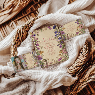 Invitación Caprichoso Jardín Floral Dulces Dieciséis