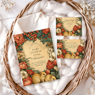 Invitación Ducha de Bebé de Animales Bebés Florales Vintage