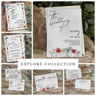 Invitación Elegante tipografía acuarela Boda de flores silves