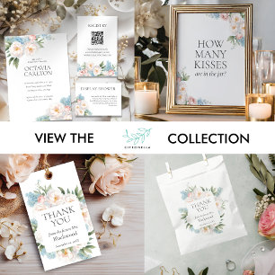 Invitación Flores azules y rosas suaves ducha de novia clásic