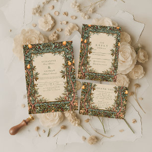 Invitación Boda Botánica Vintage de Huerta