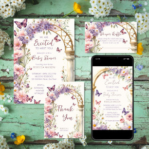 Tarjeta De Recepción Pequeña mariposa de ducha de bebé rifa de pañales