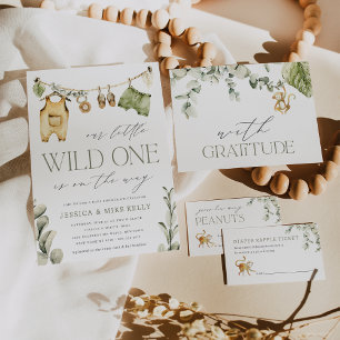 Invitación Wild One   Neutral Boho Safari Baby Shower