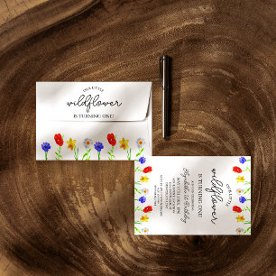 Invitación Pequeña flor silvestre, tercer cumpleaños