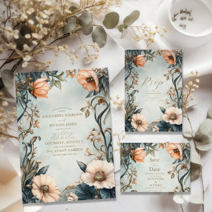 Tarjeta De Confirmación De Asistencia Retro Victoriano Real Boda Floral