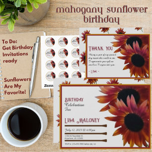 Invitación al cumpleaños del girasol de Mahogany