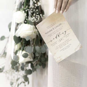 Invitación Boda de acuarela Oro Amarillo Oro Frotado Relieve 