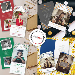 Tarjeta De Agradecimiento Rayas diagonales marrones Foto graduación moderna