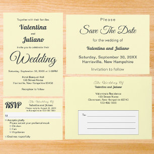 Invitación Boda Minimalista Crema Con Texto Pizarra