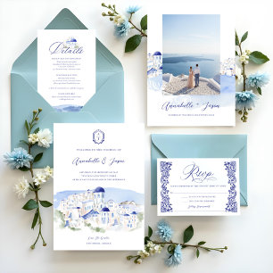 Invitación Con Relieve Metalizado Boda de marco floral de arquitectura griega