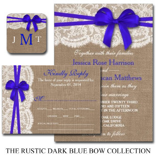 Invitación La colección de Bodas Rustic Blue Bow