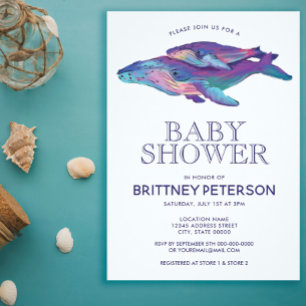 Invitación a Baby Shower de Watercolor Whale Boy