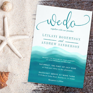 Invitación Verde azulado Hacemos Boda de color de agua Ombre