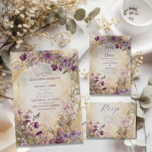 Invitación Lavender Boda Vintage Art Nouveau Mucha