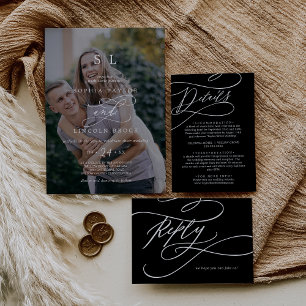 Invitación Caligrafía romántica Boda de monograma de fotograf