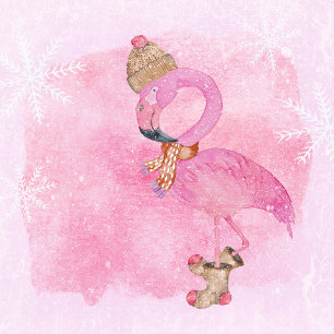 Tarjeta Festiva Navidades rosados lindo Ave Flamingo