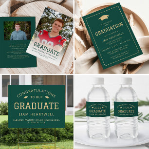 Anuncio de Graduación Foto Dorado Verde Deportivo