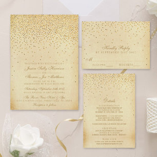 Invitación Todo En Uno La colección de Bodas Glam Gold Confetti