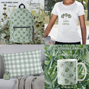 Mochila Impresa Ranas de burbuja saladas - patrón de niños verde l