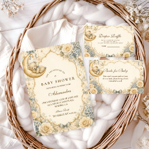 Invitación Fiesta de Bebé del Elegante Oso de Peluche Vintage