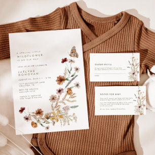 Invitación Flor silvestre en camino - Baby Shower Boho modern