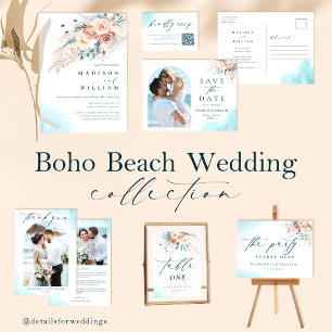 Invitación Hacemos El Verano De Las Flores Azules Y Peach