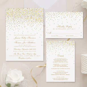 Invitación Todo En Uno La colección de Bodas Glam Gold Confetti