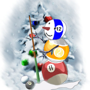 Tarjeta Festiva Navidades de Billiard Ball Snowman