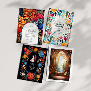 Invitación Fotación Boda de la Fiesta Floral caprichosa y cód