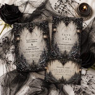 Tarjeta De Agradecimiento Boda de invierno gótica elegante