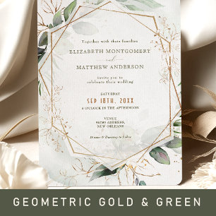 Invitación Rústica acuática del Boda del Boho dorado y verde