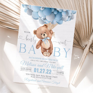 Tarjeta De Recepción Teddy Bear libro de Baby Shower para el coche de a
