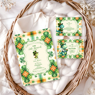 Invitación Dinosaur Lucky Little Shamrock Baby Shower