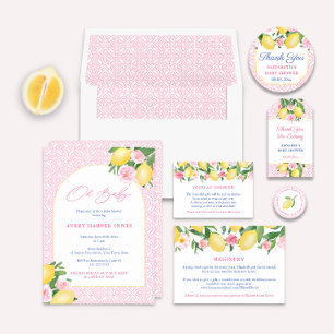 Tarjeta De Recepción Lemones Positano Pantalla Rosa Baby Shower