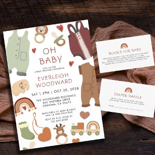 Tarjeta De Recepción Oh Baby Boho Boy Baby Shower Diaper Raffle