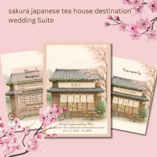 Invitación boda tradicional de la casa de té sakura