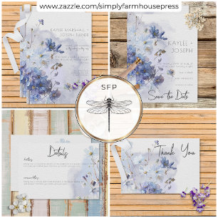 Tarjeta De Agradecimiento Flores silvestres de color azul Periwinkle moderno