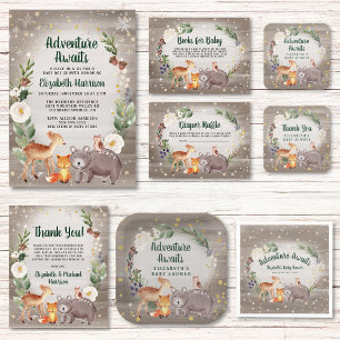 Servilleta De Papel Rustic Woodland Animals Winter Baby Shower