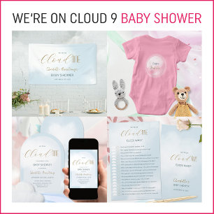 Lona Estamos en Cloud 9 Dreamy Blue Script Baby Shower