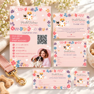 Tarjeta De Agradecimiento Un mascota floral caprichoso y caprichoso negocio 