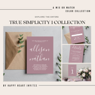 Invitación Verdadero Boda Minimalista azul de la Marina Oscur